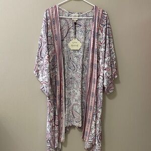 Knox Rose swimsuit cover up kimono floral paisley medium open new with tags
